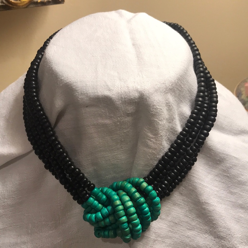 Artist made wooden dyed beads with silver clasp🐾